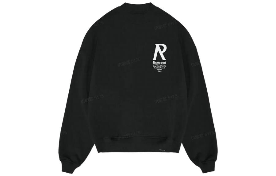 Represent FW22 Black Letter Print Pullover Long Sleeve Sweatshirt M04229-01