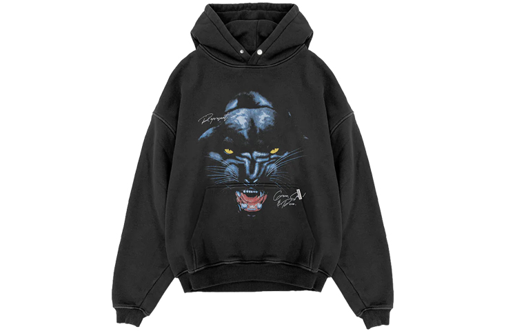 Represent FW22 Black Pullover Sweatshirt with Leopard Print Design M04226-03