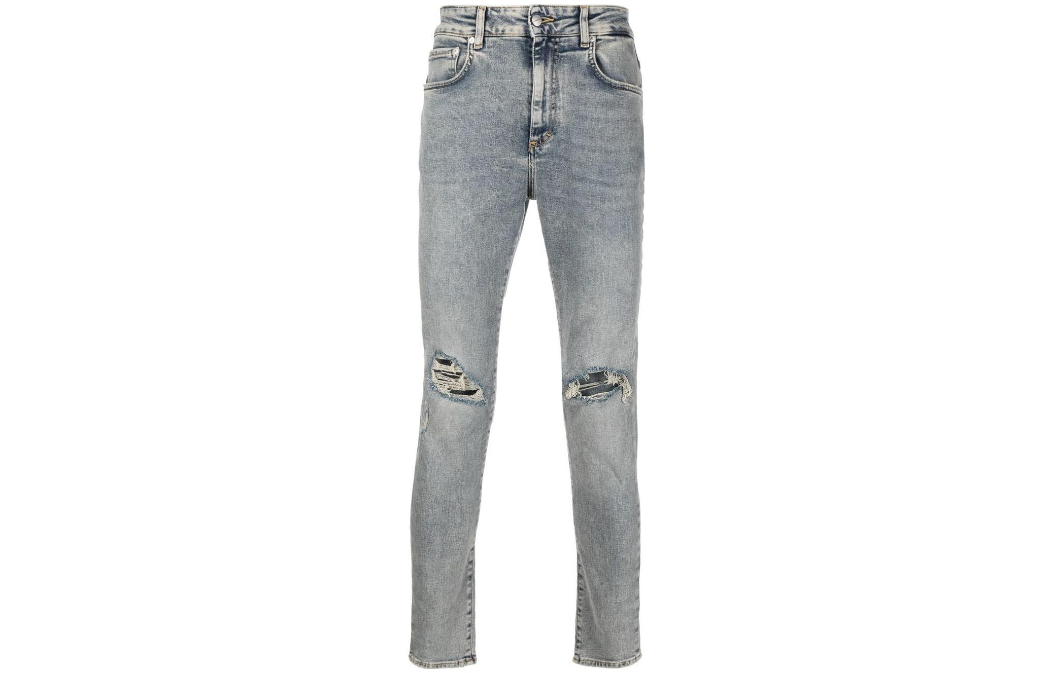 REPRESENT FW22 Distressed Slim-Fit Jeans Men’s Blue Gray M07044-60