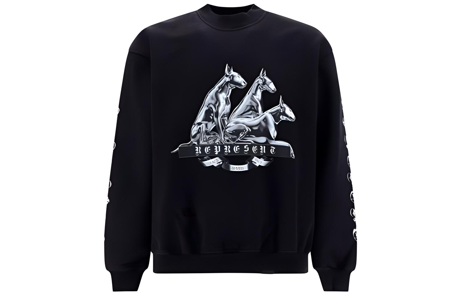 Represent FW22 Graphic Print Crewneck Pullover Sweatshirt Men’s Black M04243-01