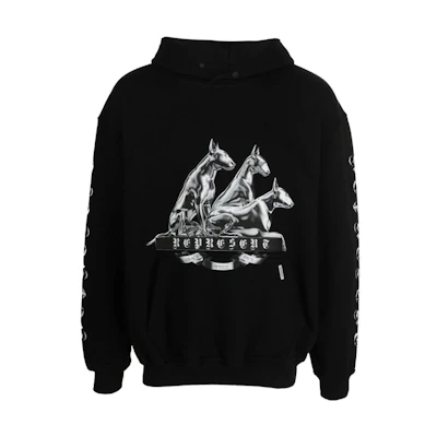 Represent FW22 Graphic Print Pullover Hoodie Black Long Sleeve M04242-01