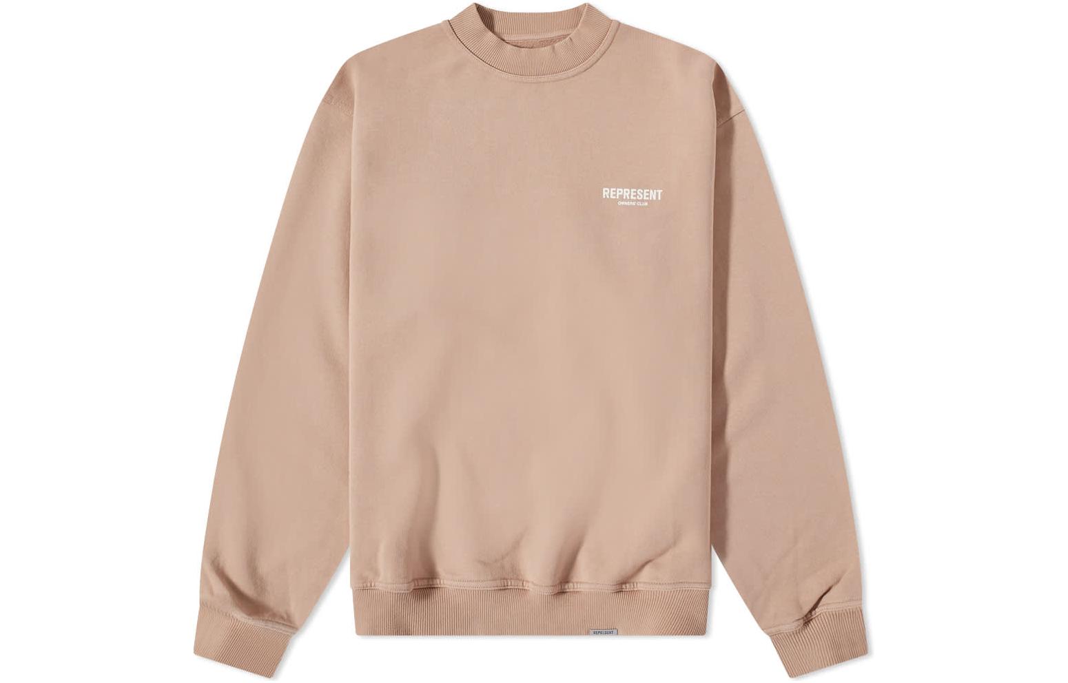 Represent FW22 Letter Print Crewneck Long Sleeve Sweatshirt Clay Gray W04004-227