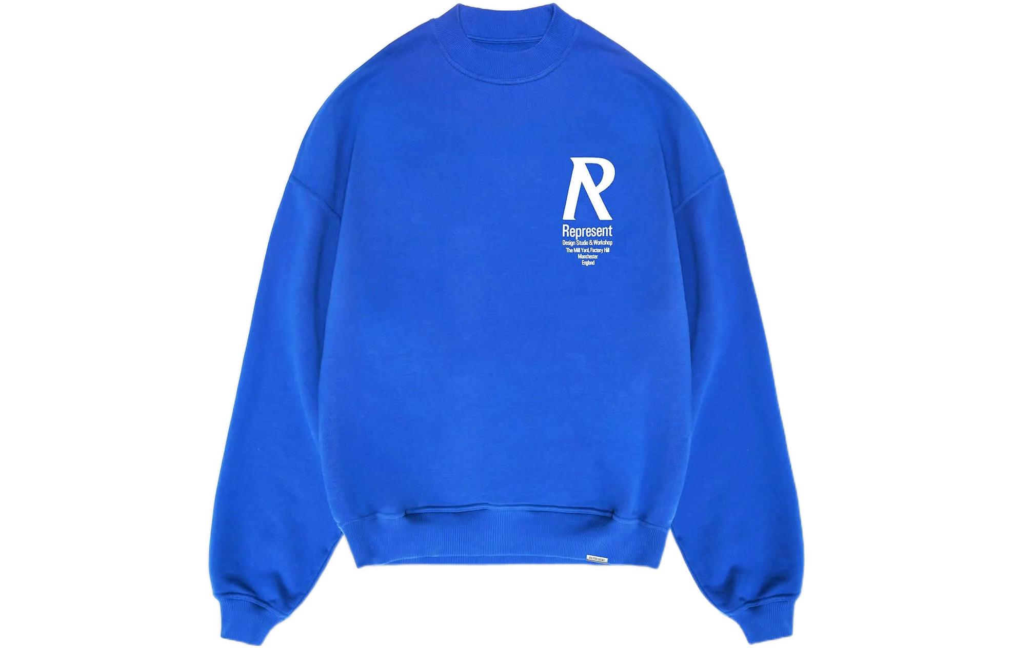 Represent FW22 Letter Print Crewneck Sweatshirt Unisex Cobalt Blue M04229-109