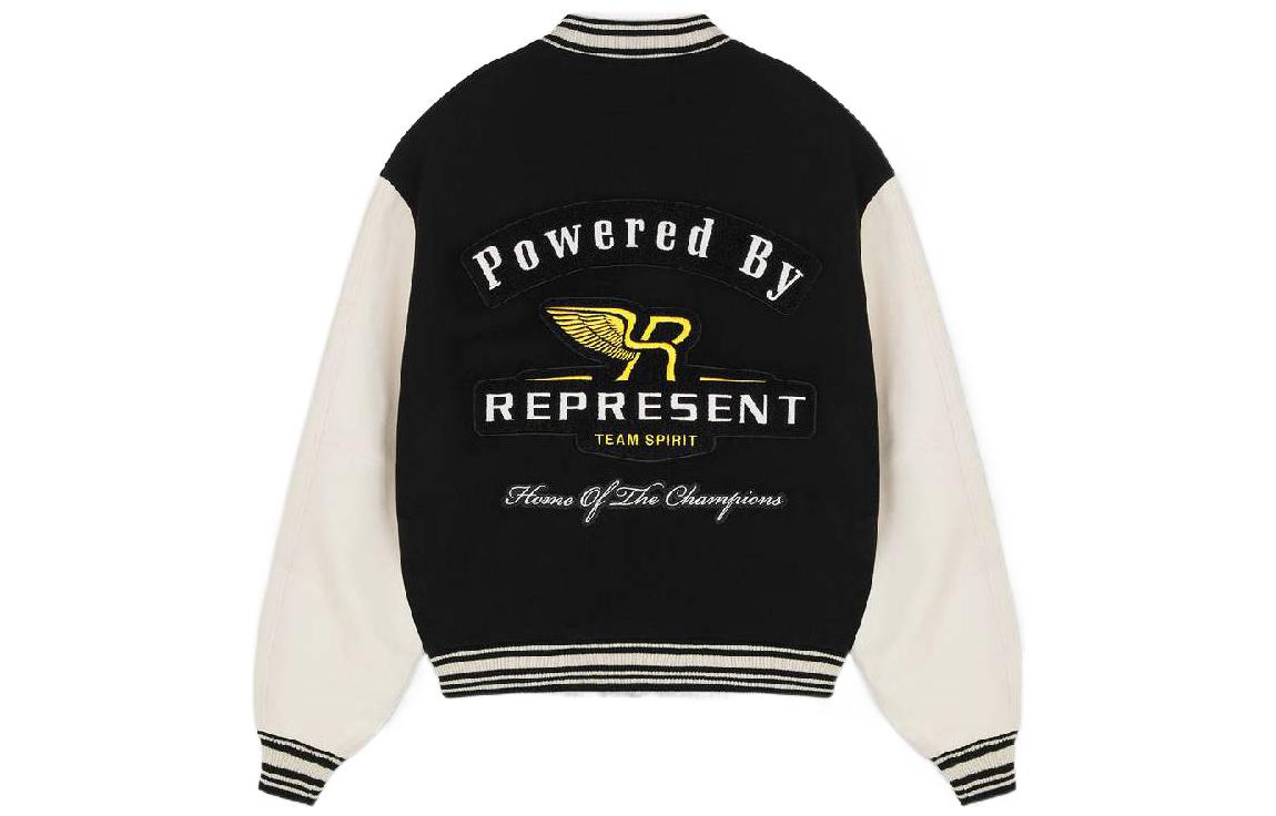 Lookbook REPRESENT FW22 ロゴ パッチワーク ベースボールジャケット ユニセックス ブラック 長袖 M01078-01-BLACK