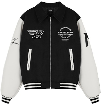 REPRESENT FW22 Racing Team Varsity Bomber Jaket Hitam Uniseks M01143-01 Order REPRESENT FW22 Racing Team Varsity Bomber Jaket Hitam Uniseks M01143-01