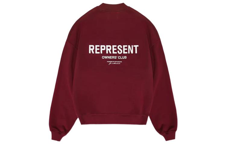 Represent FW22 Red Pullover Sweatshirt with Back Letter Logo Print for Men M04159-241
