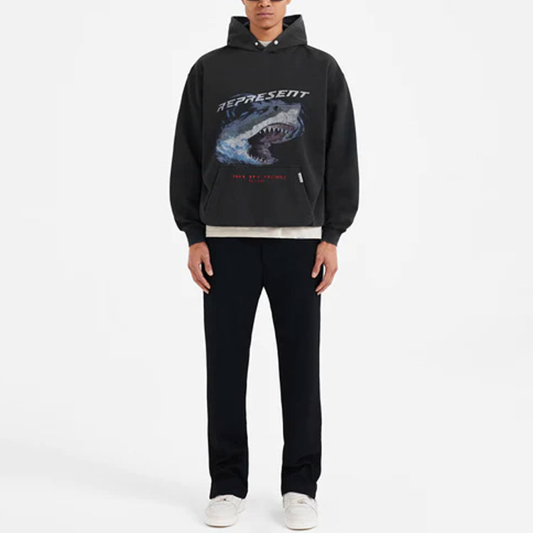 Lookbook REPRESENT FW22 Shark Graphic Hoodie Black  Pullover. M04066-03
