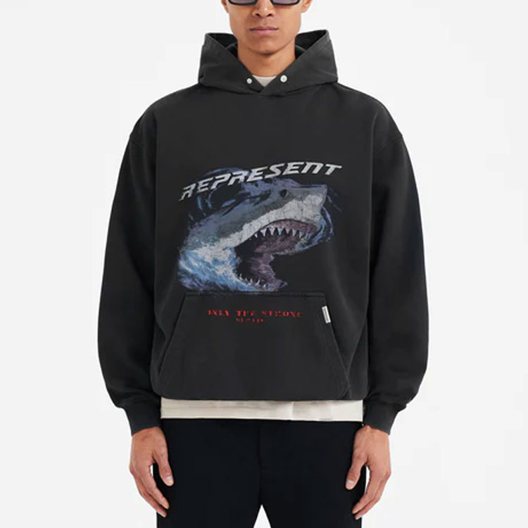 Purchase REPRESENT FW22 Shark Graphic Hoodie Black  Pullover. M04066-03
