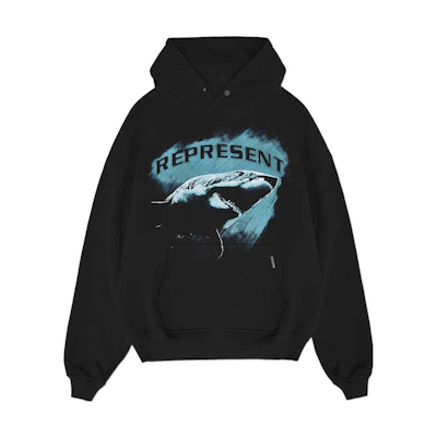 Represent FW22 Shark Print Pullover Long Sleeve Sweatshirt Black M04222-01