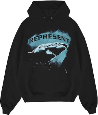Represent FW22 Shark Print Pullover Long Sleeve Sweatshirt Black M04222-01 Order Represent FW22 Shark Print Pullover Long Sleeve Sweatshirt Black M04222-01