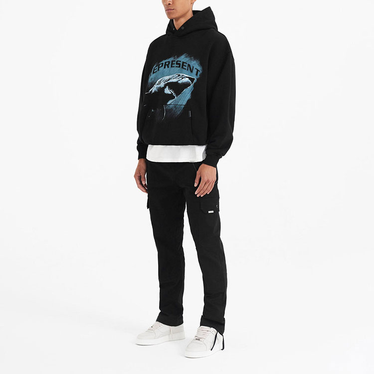 Shop Represent FW22 Shark Print Pullover Long Sleeve Sweatshirt Black M04222-01