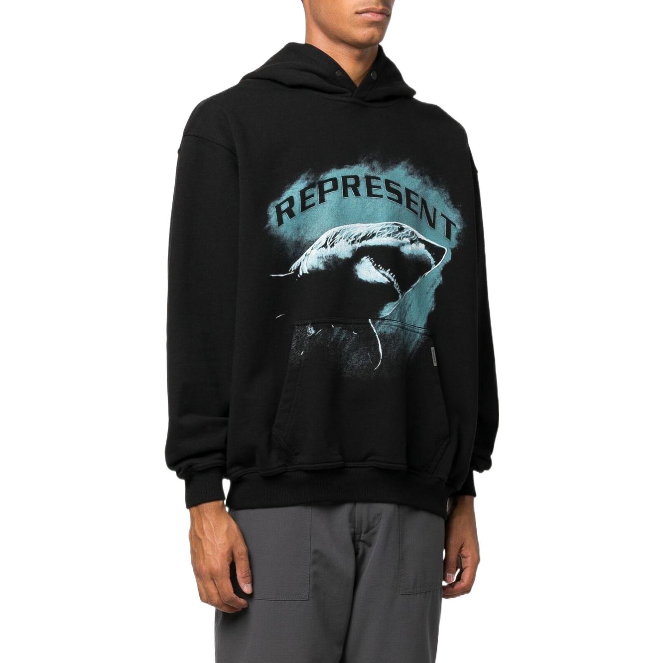 Purchase Represent FW22 Shark Print Pullover Long Sleeve Sweatshirt Black M04222-01