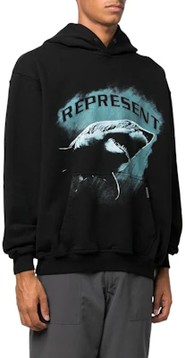 Represent FW22 Shark Print Pullover Long Sleeve Sweatshirt Black M04222-01 Purchase Represent FW22 Shark Print Pullover Long Sleeve Sweatshirt Black M04222-01