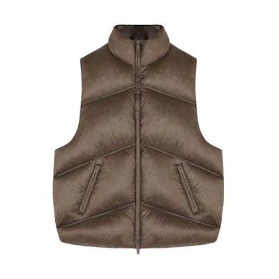 REPRESENT FW22 Solid Color Stand Collar Zip Vest Brown Menswear M01138-04