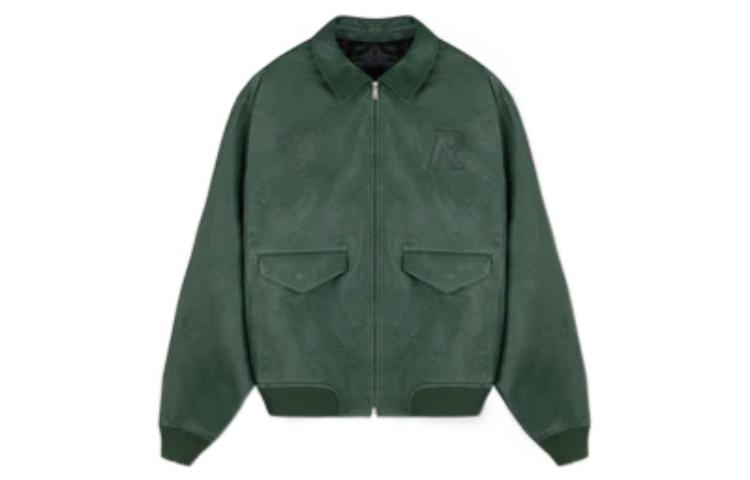 Represent FW22 Solid Leather Bomber Jacket Unisex Green M01162-62