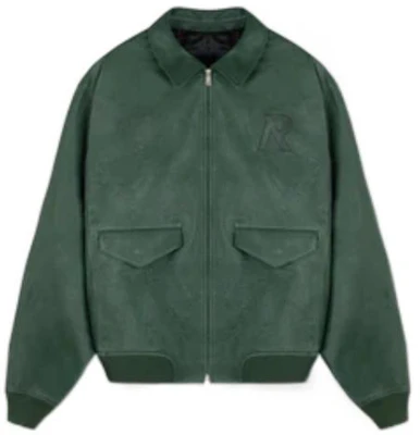 Represent FW22 纯色真皮飞行员夹克 男女同款 绿色 M01162-62 Buy Represent FW22 纯色真皮飞行员夹克 男女同款 绿色 M01162-62