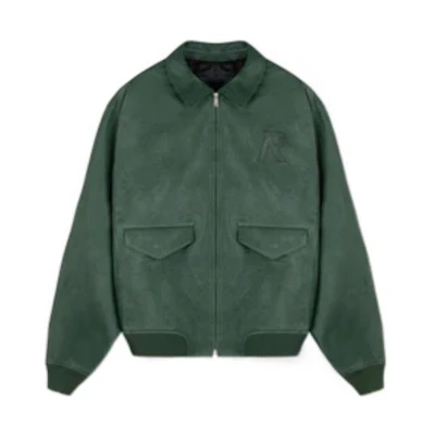 Represent FW22 Solid Leather Bomber Jacket Unisex Green M01162-62