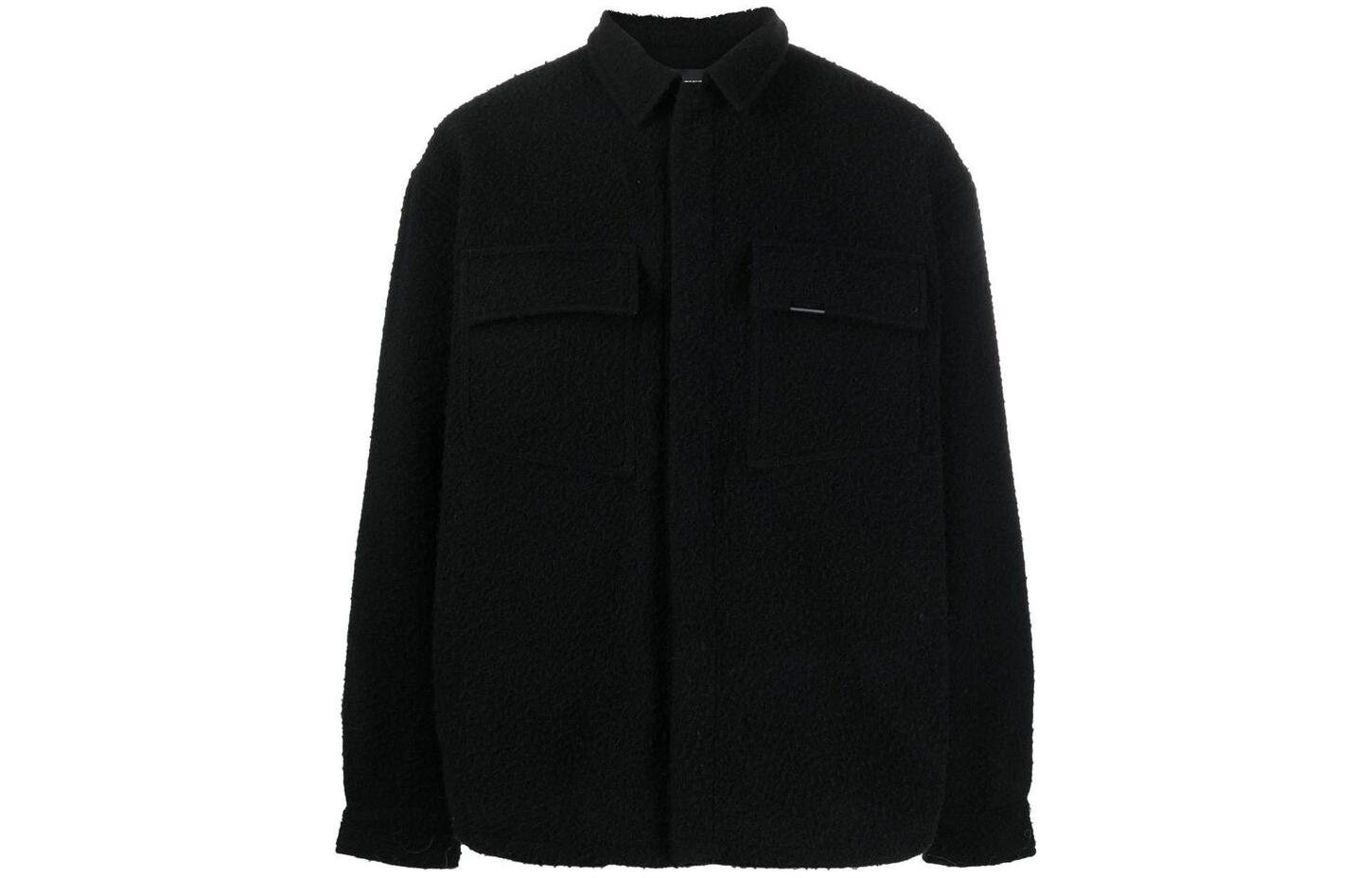 Represent FW22 Solid Wool Shirt Jacket Black M06076101BKCL