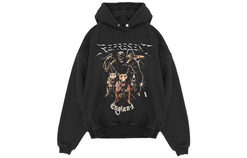 Represent FW22 Three-Head Dog Print Black Hoodie Men M04065-03