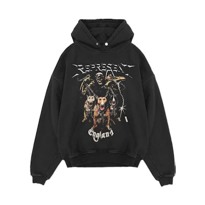 Represent FW22 Three-Head Dog Print Black Hoodie Men M04065-03