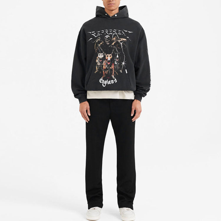 Lookbook Represent FW22 Three-Head Dog Print Black Hoodie Men M04065-03