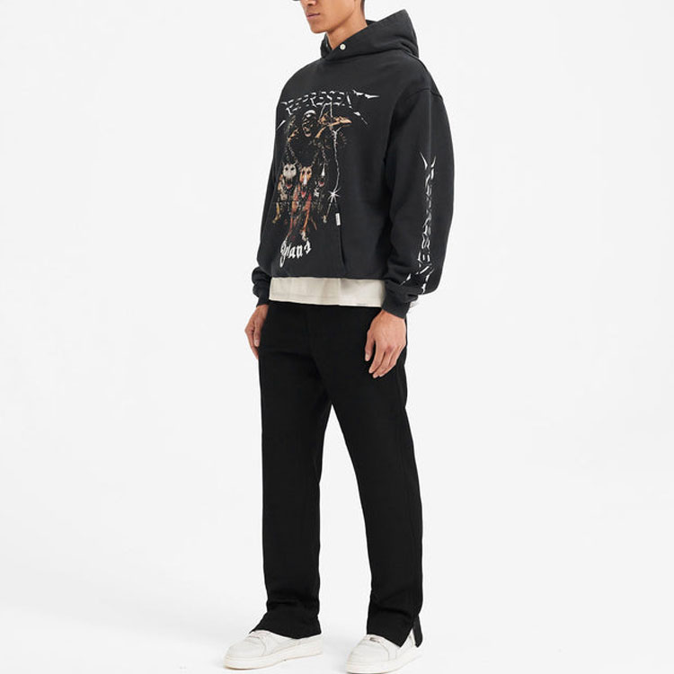 Shop Represent FW22 Three-Head Dog Print Black Hoodie Men M04065-03