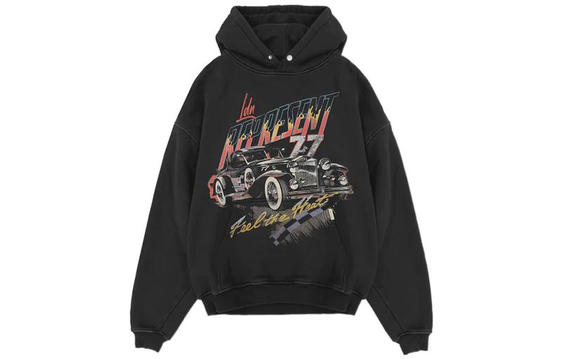 Order Represent FW22 Vintage Car Letter Print Sweatshirt Retro Black M04083-03