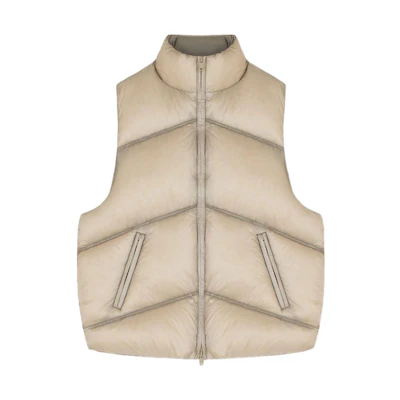 REPRESENT FW22 Washed Puffer Vest Beige Double-Zip Minimalist Design M01138-209