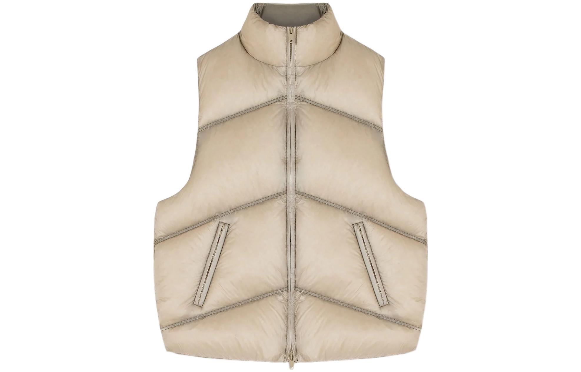 Order REPRESENT FW22 Washed Puffer Vest Beige  Double-Zip Minimalist Design M01138-209