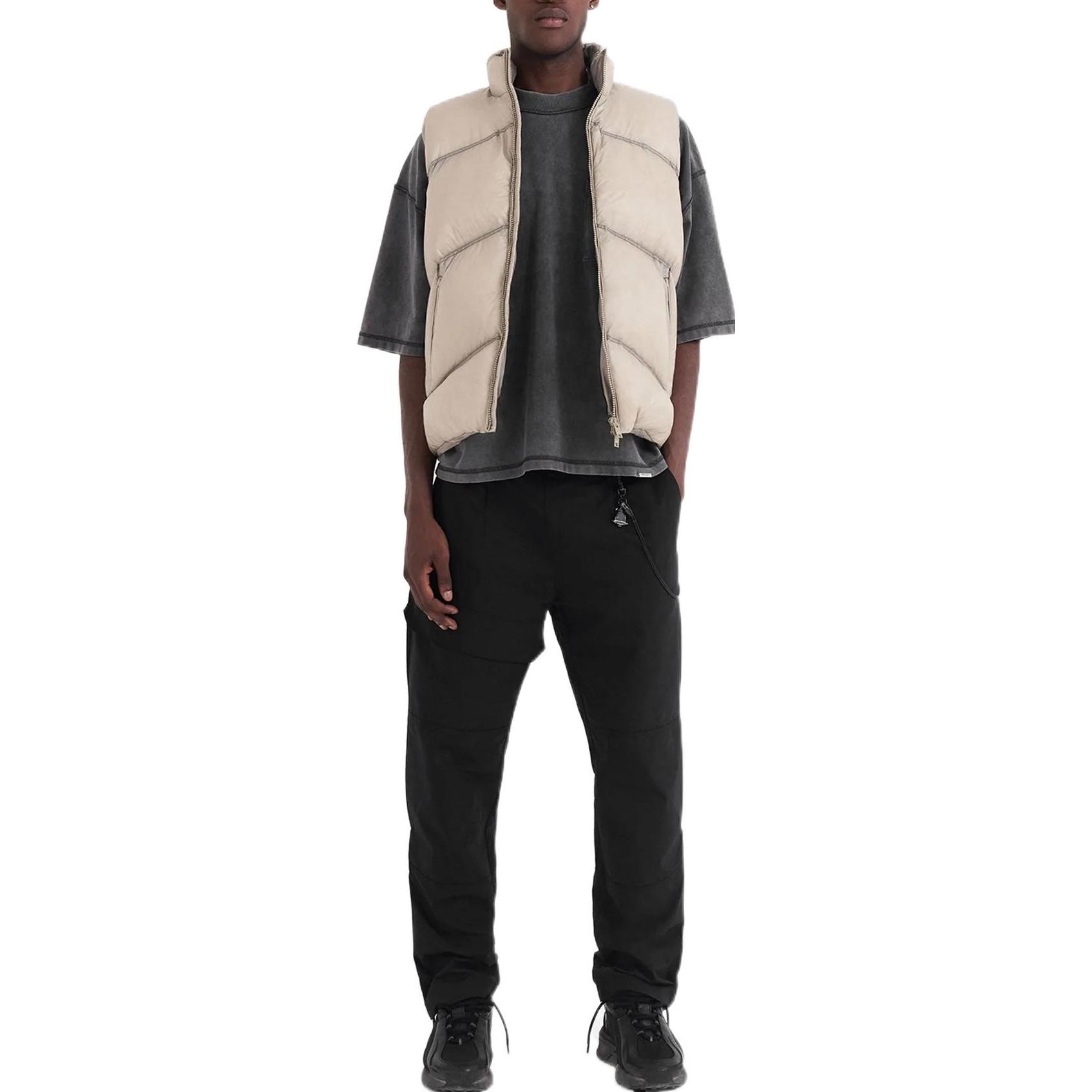 Lookbook REPRESENT FW22 Washed Puffer Vest Beige  Double-Zip Minimalist Design M01138-209