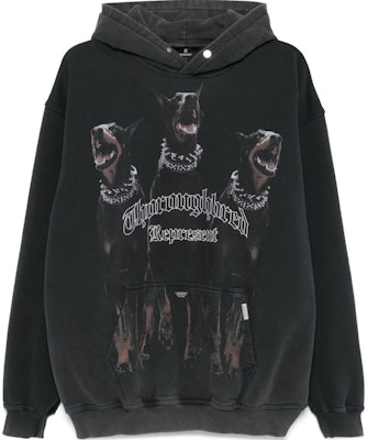 REPRESENT FW24 Black Knit Textured Hoodie with Dog Print for Men M04149-03 Buy REPRESENT FW24 Black Knit Textured Hoodie with Dog Print for Men M04149-03
