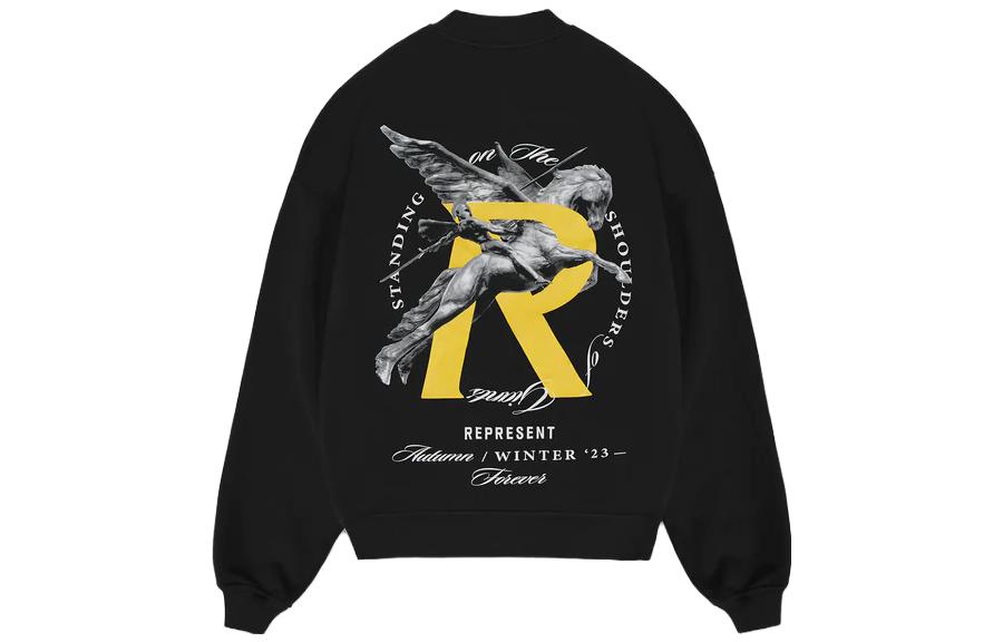 Lookbook Represent GIANTS Pegasus Print Black Hoodie for Men MS4005-01