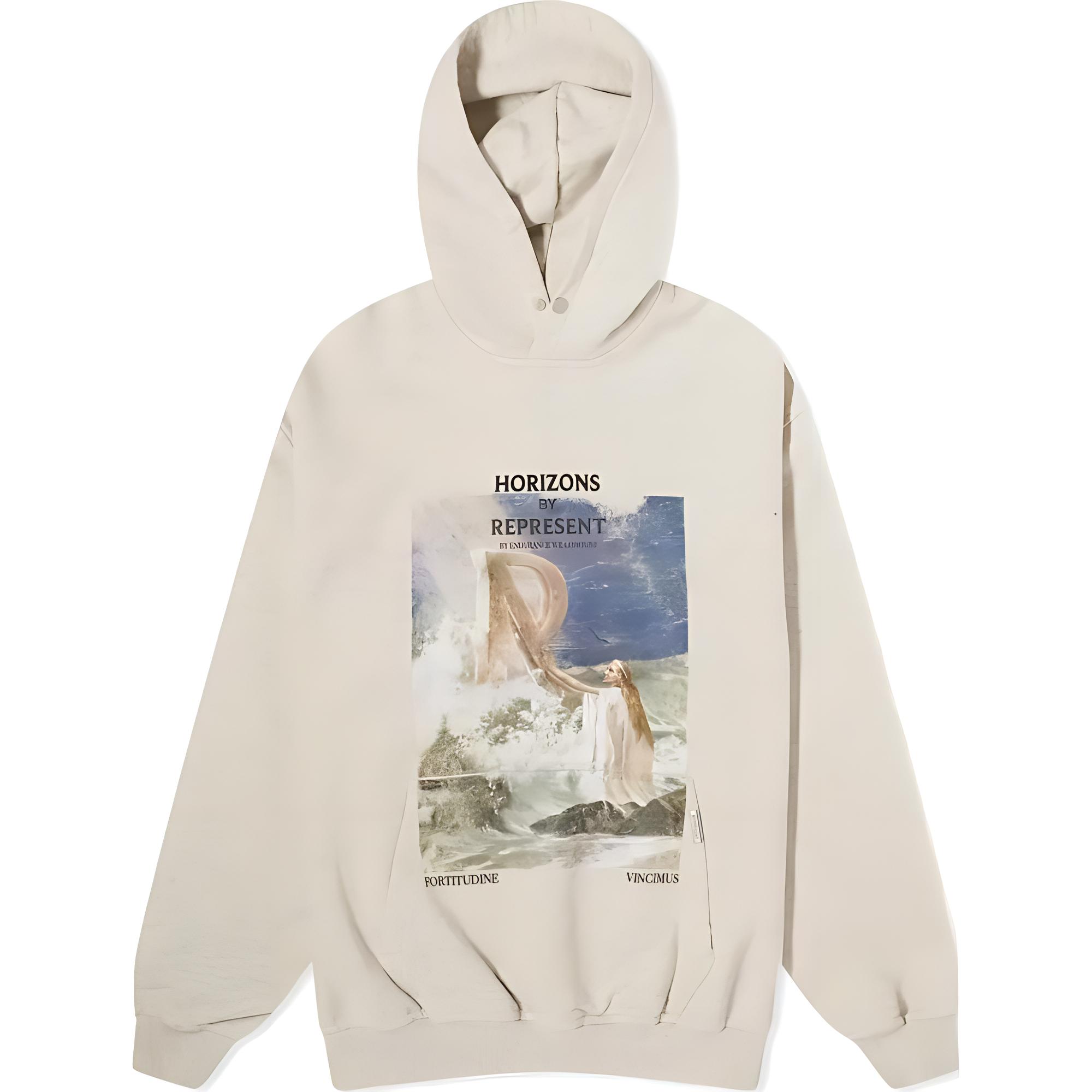 Represent Graphic Print Hoodie Beige Unisex MLM40-994