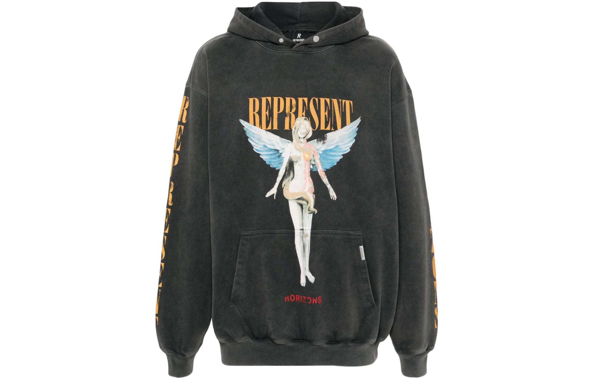 Represent Graphic Print Hoodie Unisex Grey MLM435-444