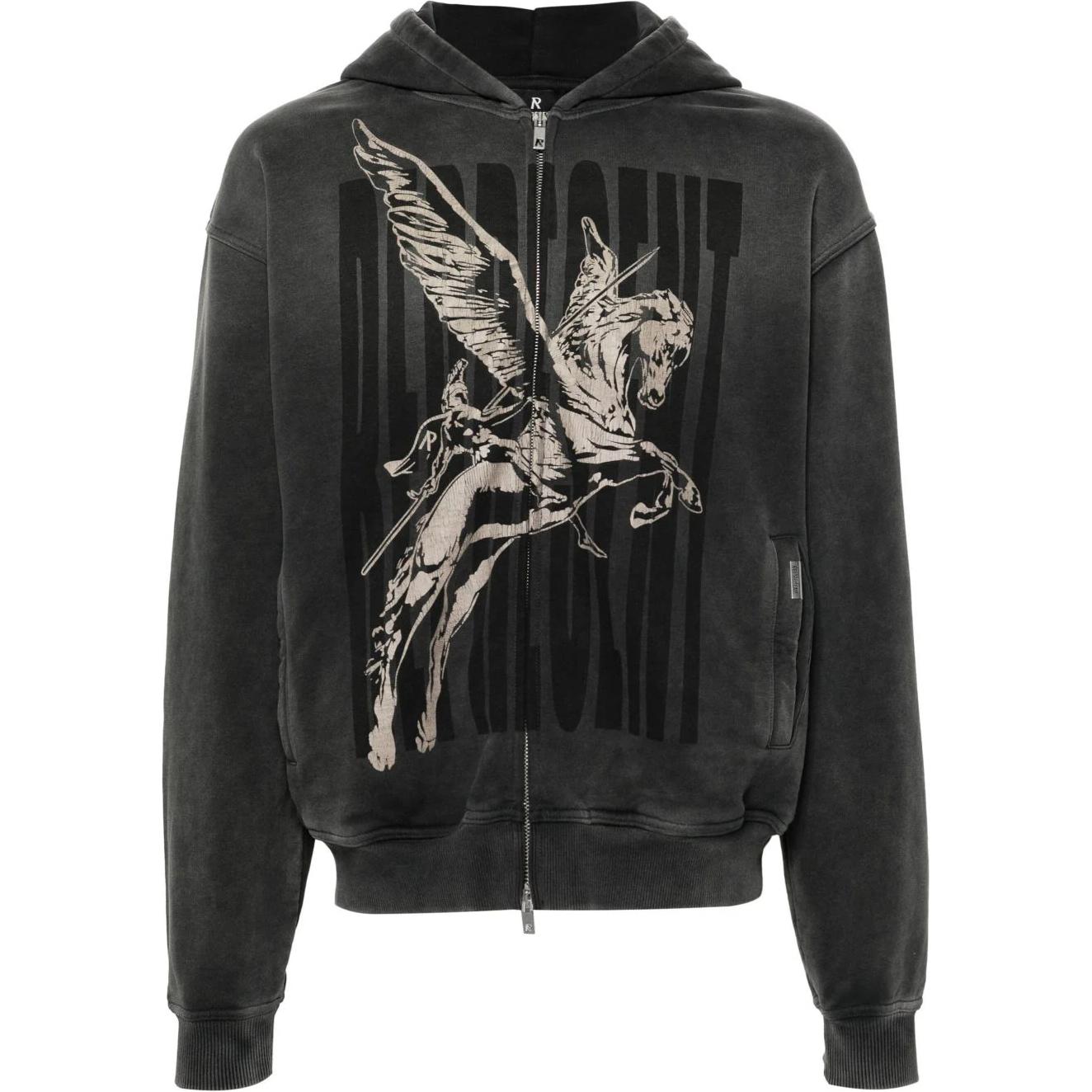 Represent Graphic Print Zip-Up Hoodie Jacket Grey MLM405-444