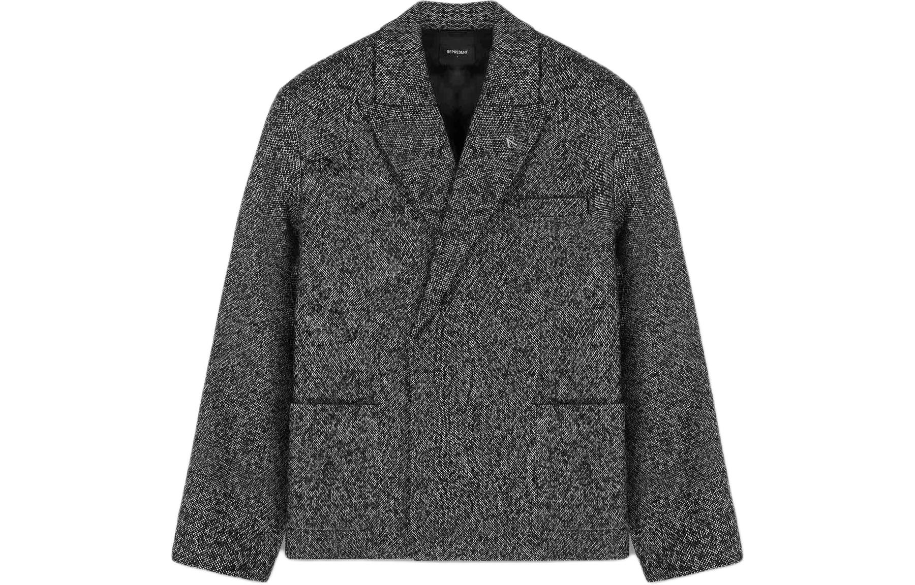 Represent Gray Double-Breasted Blazer V-Neck Long Sleeve Jacket MS1003-127