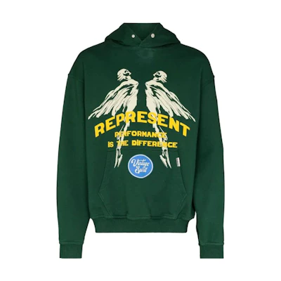 Represent Green Cotton Logo Hoodie with Graphic Print M04194-62