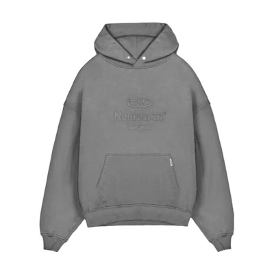 Represent Grey Hoodie with Solid Color Letter Print MH4001-119