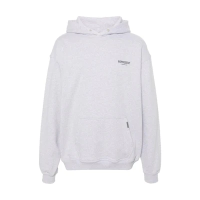 Represent Grey Logo Print Pullover Hoodie - Loose Fit OCM407-302
