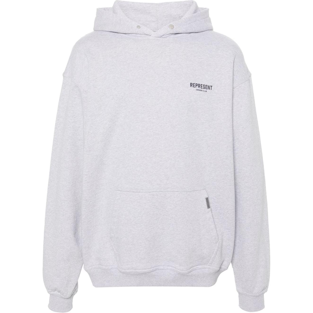 Order Represent Grey Logo Print Pullover Hoodie - Loose Fit OCM407-302