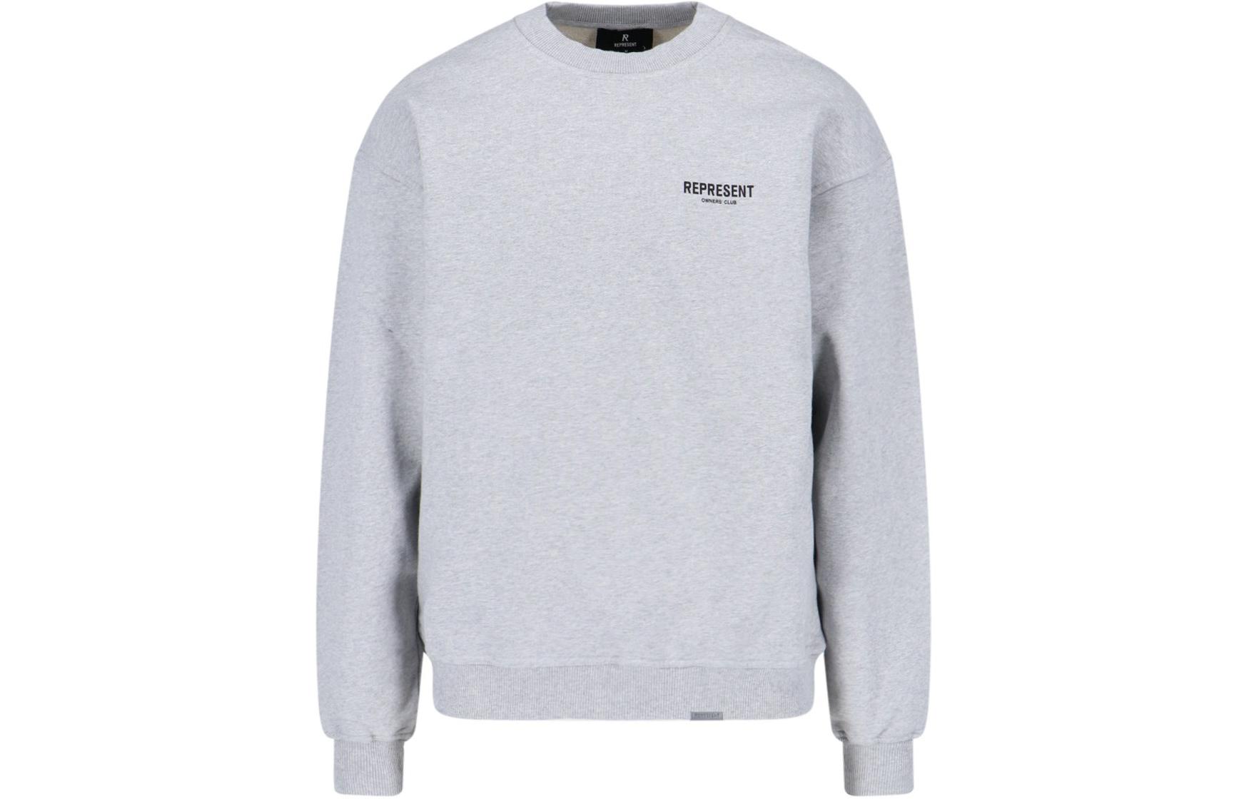 Represent Grey Plain Crewneck Long Sleeve Casual Sweatshirt OCM410-302