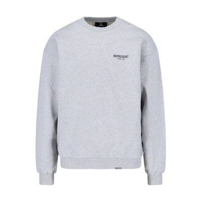 Represent Grey Plain Crewneck Long Sleeve Casual Sweatshirt OCM410-302
