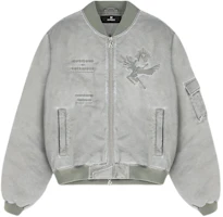 REPRESENT Icarus Flying Bomber Grey Logo Print Zip Baseball Collar Jacket Men. MLM133-168 REPRESENT Icarus Flying Bomber Grey Logo Print Zip Baseball Collar Jacket Men. MLM133-168