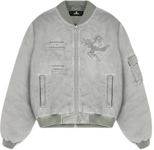 REPRESENT イカロス フライングボンバー グレー ロゴプリント ジップ 野球襟ジャケット メンズ MLM133-168 Buy REPRESENT イカロス フライングボンバー グレー ロゴプリント ジップ 野球襟ジャケット メンズ MLM133-168