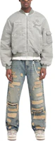 Shop REPRESENT Icarus Flying Bomber Grey Logo Print Zip Baseball Collar Jacket Men. MLM133-168