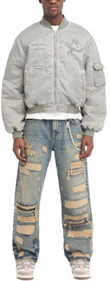 REPRESENT Icarus Flying Bomber Grey Logo Print Zip Baseball Collar Jacket Men. MLM133-168 Shop REPRESENT Icarus Flying Bomber Grey Logo Print Zip Baseball Collar Jacket Men. MLM133-168