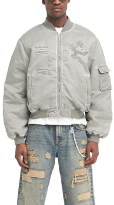REPRESENT Icarus Flying Bomber Grey Logo Print Zip Baseball Collar Jacket Men. MLM133-168 Purchase REPRESENT Icarus Flying Bomber Grey Logo Print Zip Baseball Collar Jacket Men. MLM133-168