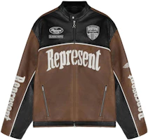 Represent Leather Motor Jacket Brown Zip-Up Stand Collar Jacket MLM137-219 Represent Leather Motor Jacket Brown Zip-Up Stand Collar Jacket MLM137-219