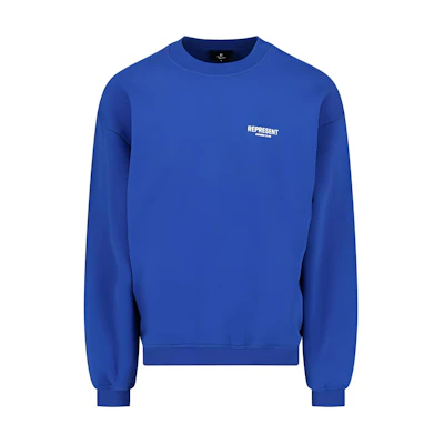 Represent Letter Crewneck Pullover Sweatshirt Blue Long Sleeve OCM410-109
