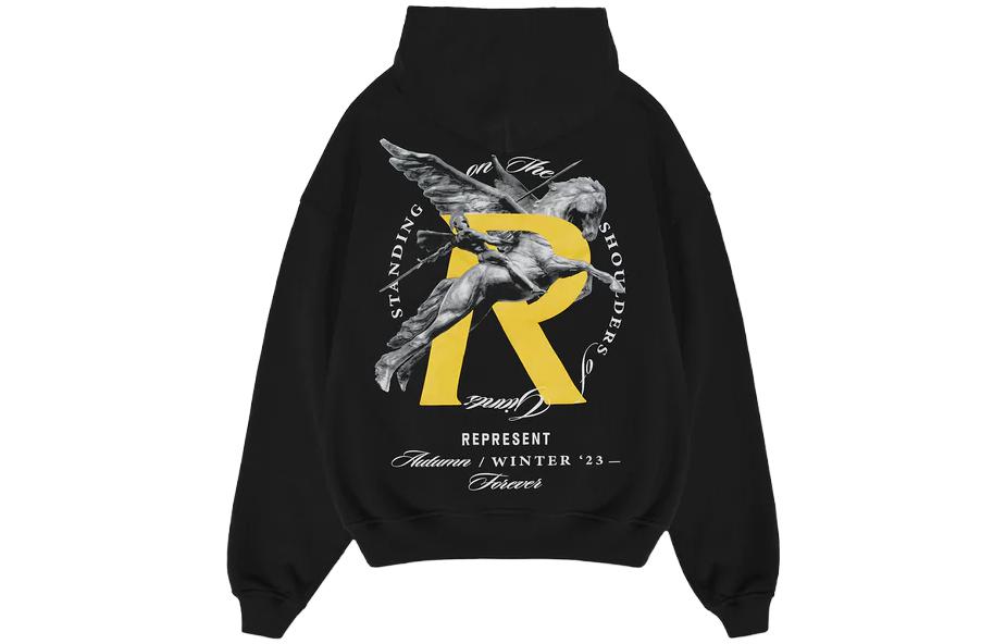 Lookbook REPRESENT レターグラフィックプリントルーズフィットフーディー ブラック MH4021-01